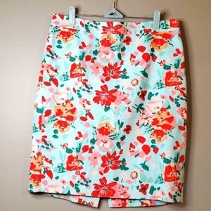 J Crew women's skirt. Blue with floral design. Size 8